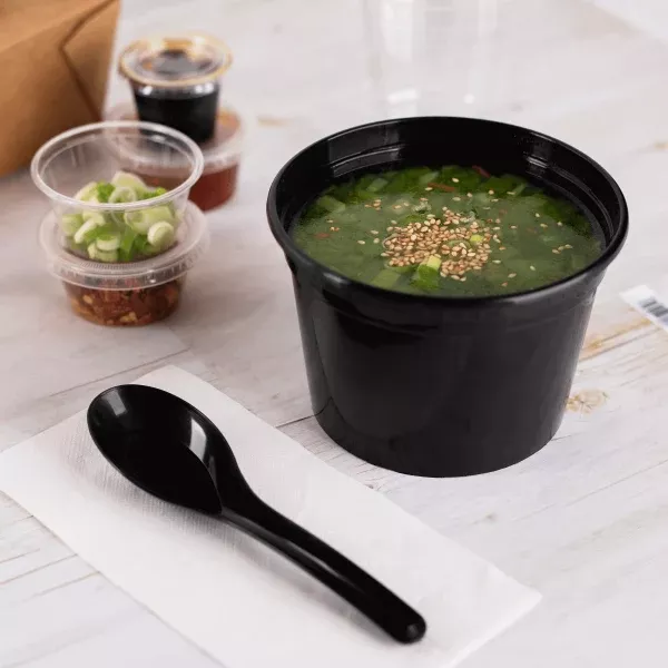 [1,000 ct] Med-Heavy Weight Asian Soup Spoon, Black