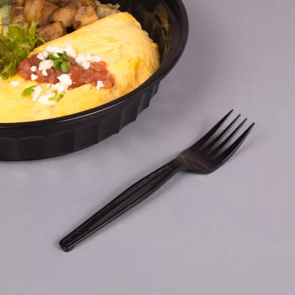 [1,000 ct] PS Plastic Medium-Heavy Weight Forks Bulk Box, Black