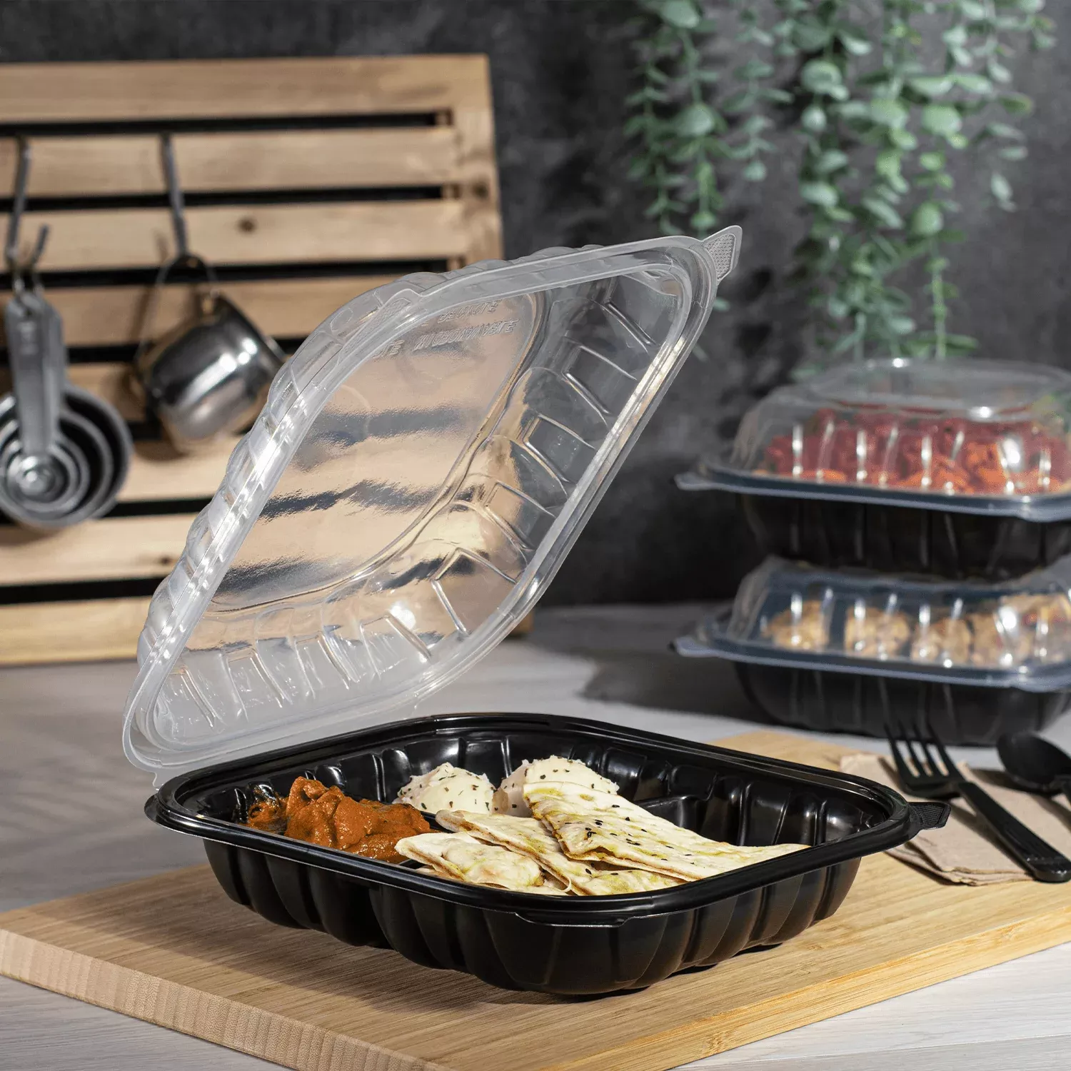 [150 ct] 10.25" x 9" 3-Comparment Premium PP Hinged Container