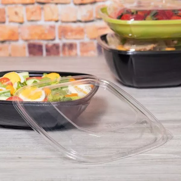[150 ct] 64 oz Square Disposable Salad Bowl Lids