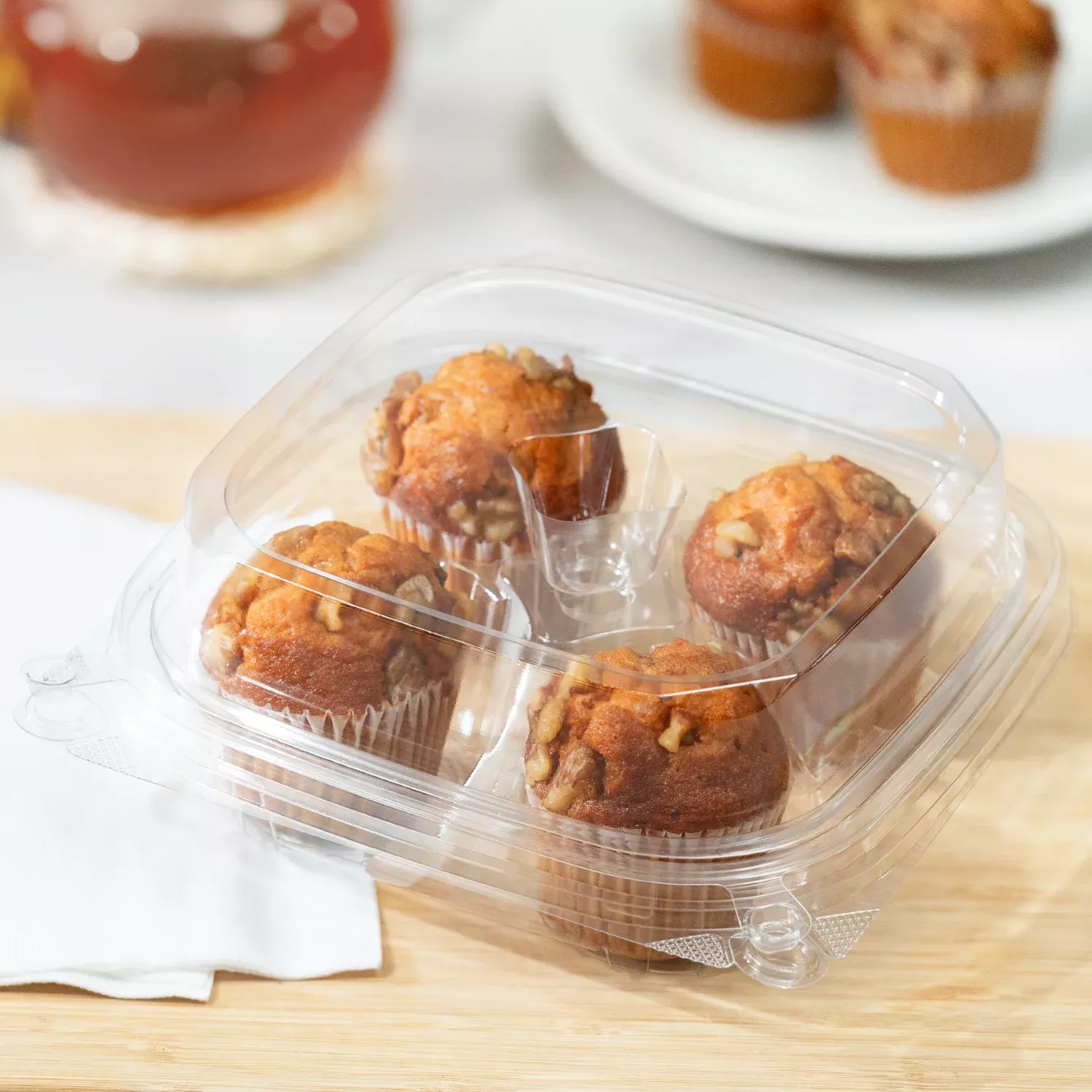 [150 ct] PET Tamper Resistant Muffin Container, 4-Compartment