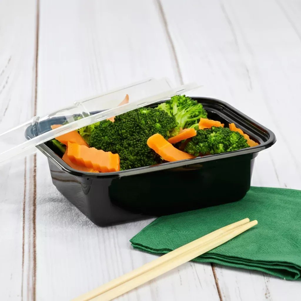 [150 sets] 12 oz PP Plastic Microwavable Rectangular Food Containers &