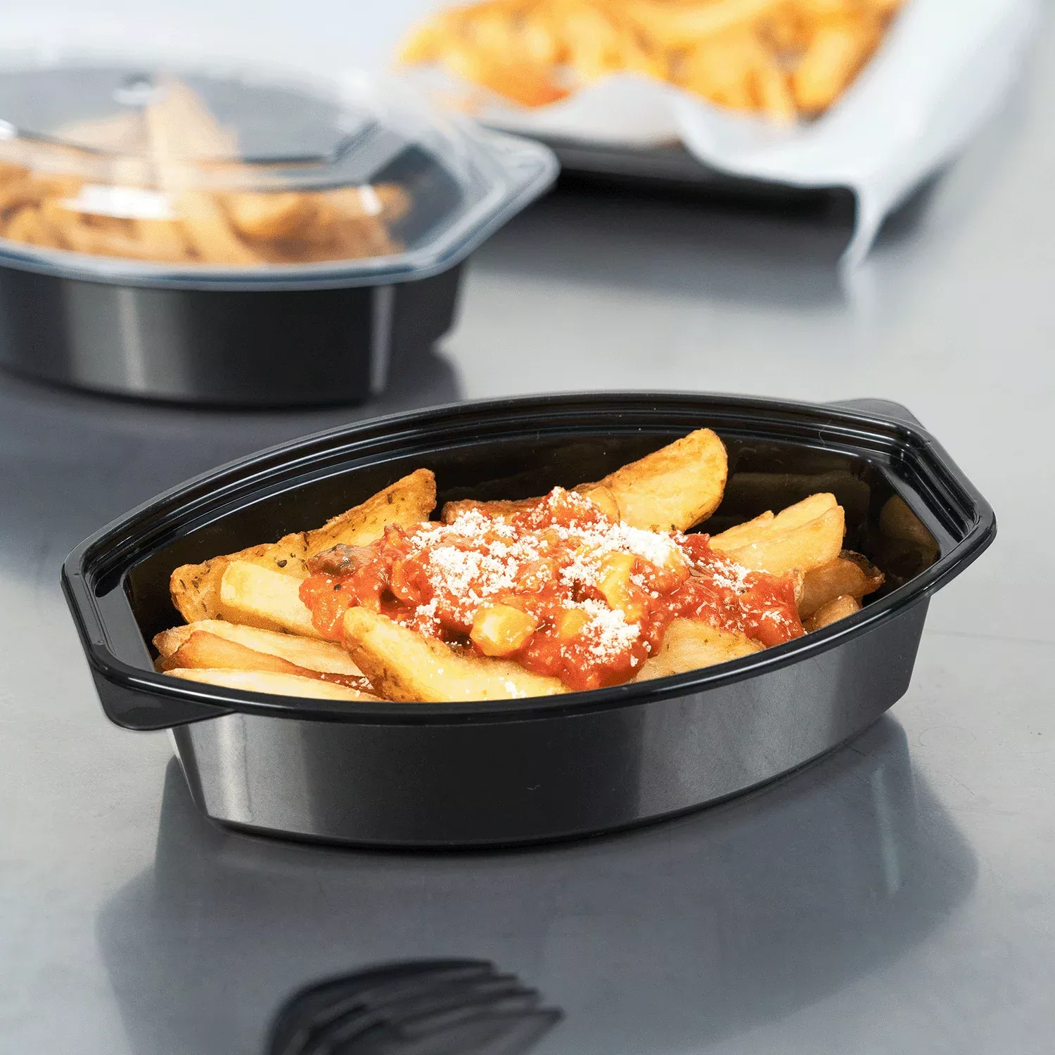 [150 sets] 16 oz PP Microwaveable Oval Food Container with Clear Lid,
