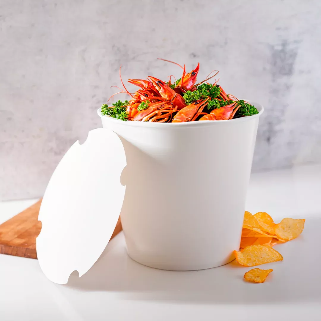 [150 sets] 170 oz Paper Food Buckets with Lids