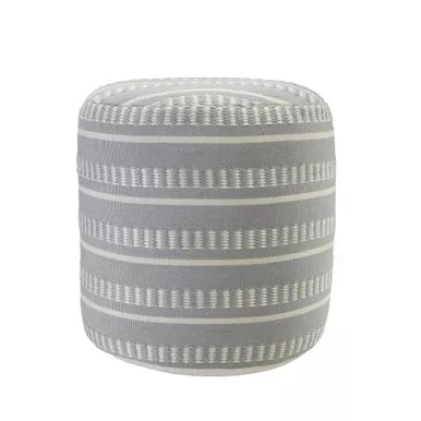 20-blue-polyester-round-striped-indoor-outdoor-pouf-ottoman 20" Blue Polyester Round Striped Indoor Outdoor Pouf Ottoman