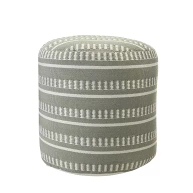 20-green-polyester-round-striped-indoor-outdoor-pouf-ottoman 20" Green Polyester Round Striped Indoor Outdoor Pouf Ottoman