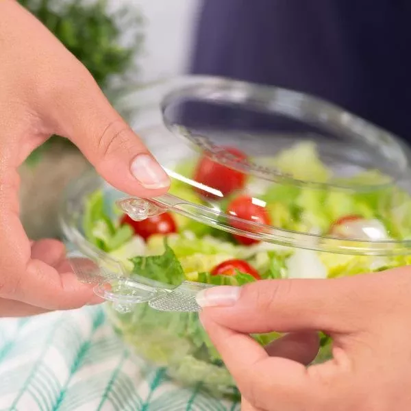 [240 sets] 24 oz Disposable Tamper Resistant Hinged Salad Bowls
