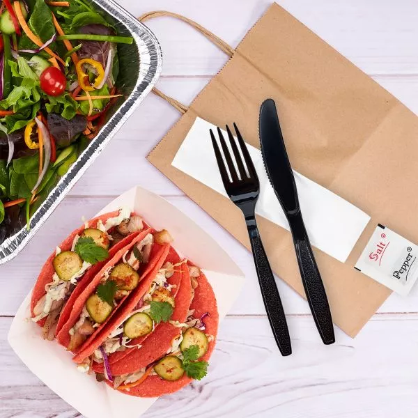 [250 sets] PS Heavy-Weight Cutlery Kits (Knife, Fork, 1-ply Napkin, Sa