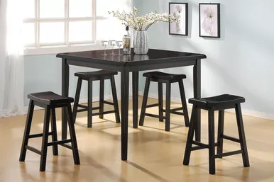 36-x-36-x-36-5pc-black-rubber-wood-counter-height-set 36" X 36" X 36" 5Pc Black Rubber Wood Counter Height Set