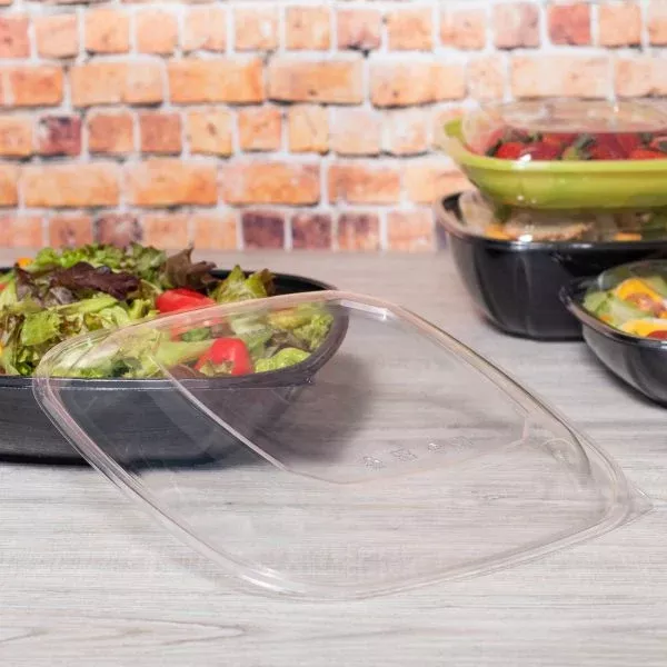 [50 ct] 80/160 oz Square Disposable Salad Bowl Lids