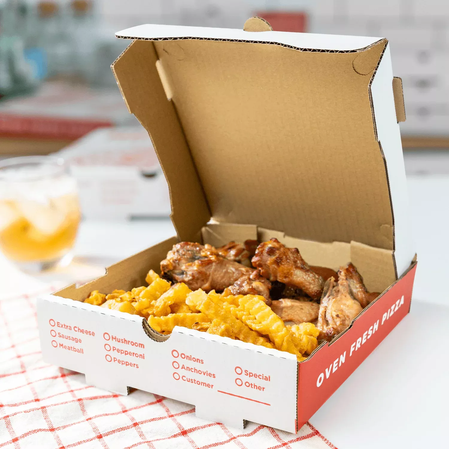 [50 ct] Corrugated Pizza Box, 8''x8''x2'', Generic Print