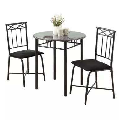 64-x-64-x-101-greyblackmetalfoammicrofiber3pcs-dining-set 64" X 64" X 101" GreyBlackMetalFoamMicrofiber3Pcs Dining Set