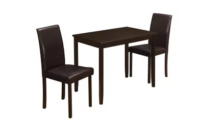 68-x-75-x-102-cappuccinosolid-woodfoamveneerleatherlook3pcs-dining-set 68" X 75" X 102" CappuccinoSolid WoodFoamVeneerLeatherlook3Pcs Dining Set