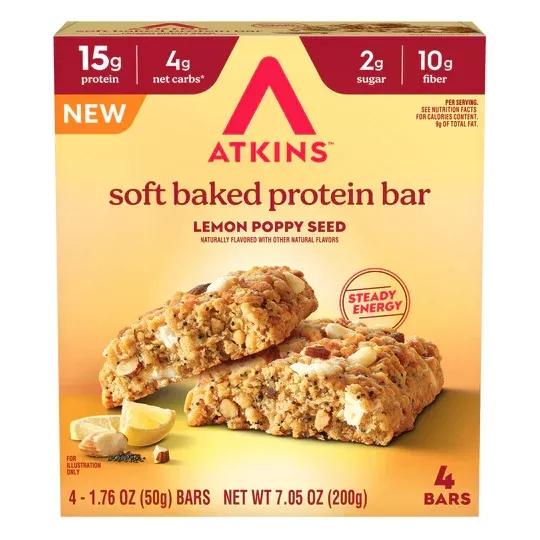 atkins-protein-bar-soft-baked-lemon-poppyseed Atkins - Protein Bar - Soft Baked Lemon Poppyseed