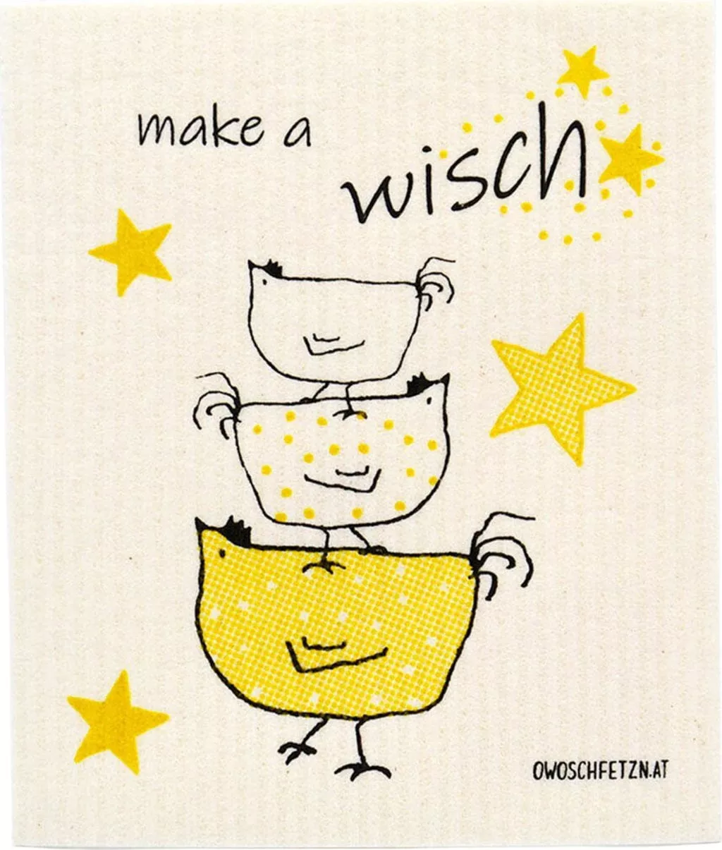 berta-hen-make-wish-sponge-clothyellow "Berta Hen - Make a wish" Sponge ClothYellow