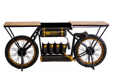 black-goldmetal-mango-wood-bike-bar-counter Black And GoldMetal Mango Wood Bike Bar Counter