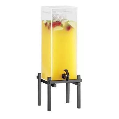 cal-mil-3-gallon-beverage-dispenser-with-ice-tube-clear-acrylic-container-black- Cal-Mil 3 Gallon Beverage Dispenser with Ice Tube - Clear Acrylic Container, Black Metal Base