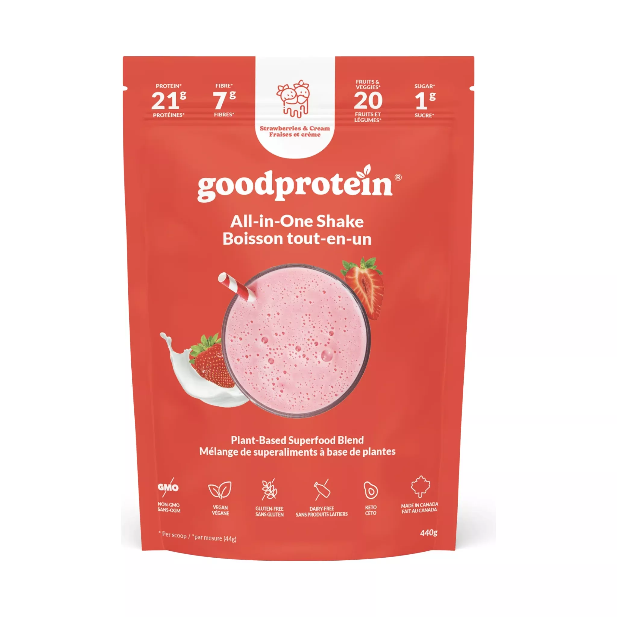 good-protein-all-in-one-shake-strawberries-cream-440g Good Protein - All-in-one-shake - Strawberries & Cream - 440g