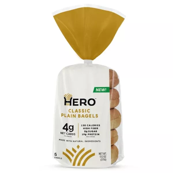 hero-low-carb-bagels-classic-plain-5-bagels Hero - Low Carb Bagels - Classic Plain - 5 Bagels