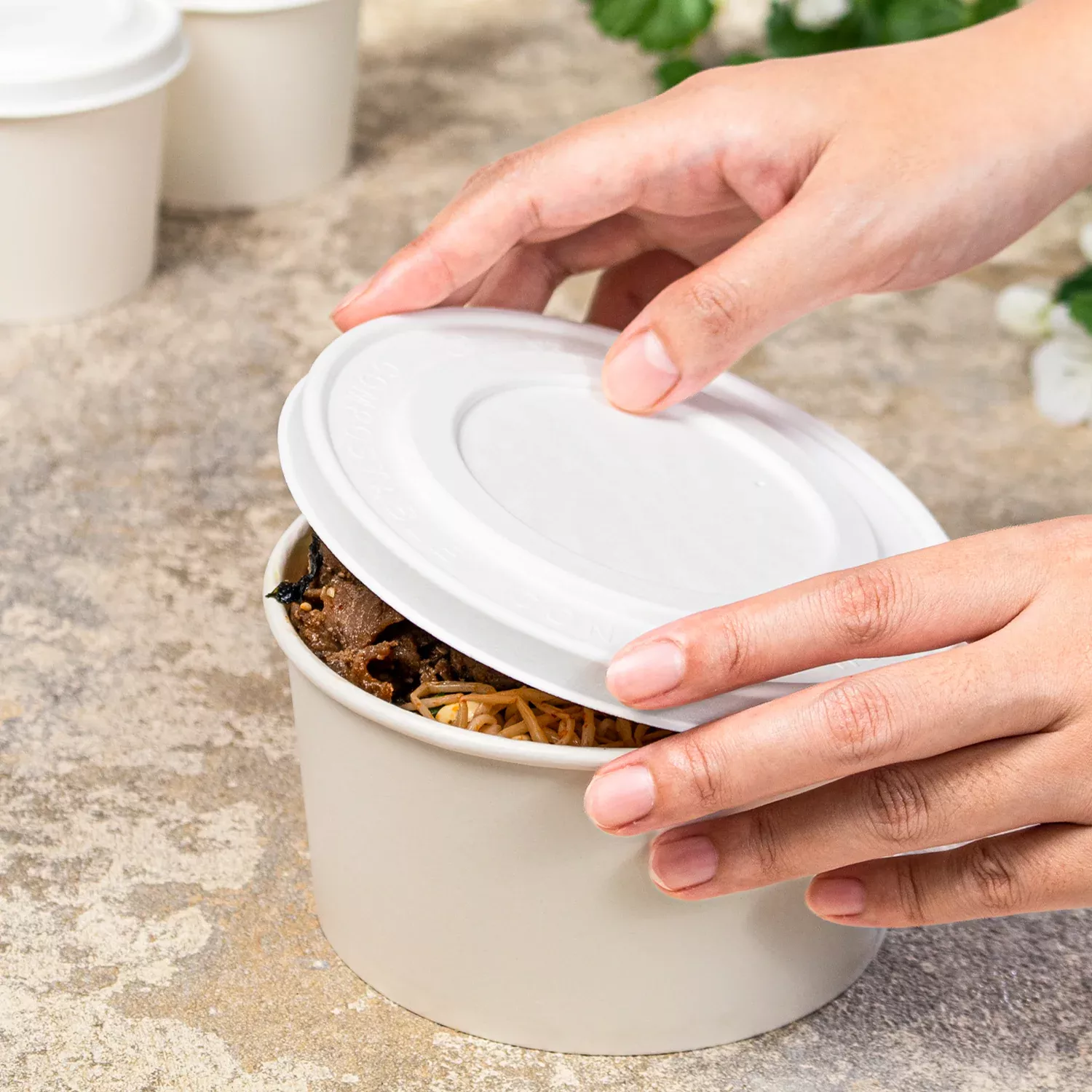 karat-earth-142mm-compostable-fiber-paper-flat-lid-24-32-oz-paper Karat Earth 142mm Compostable Fiber Paper Flat lid for 24-32 oz Paper