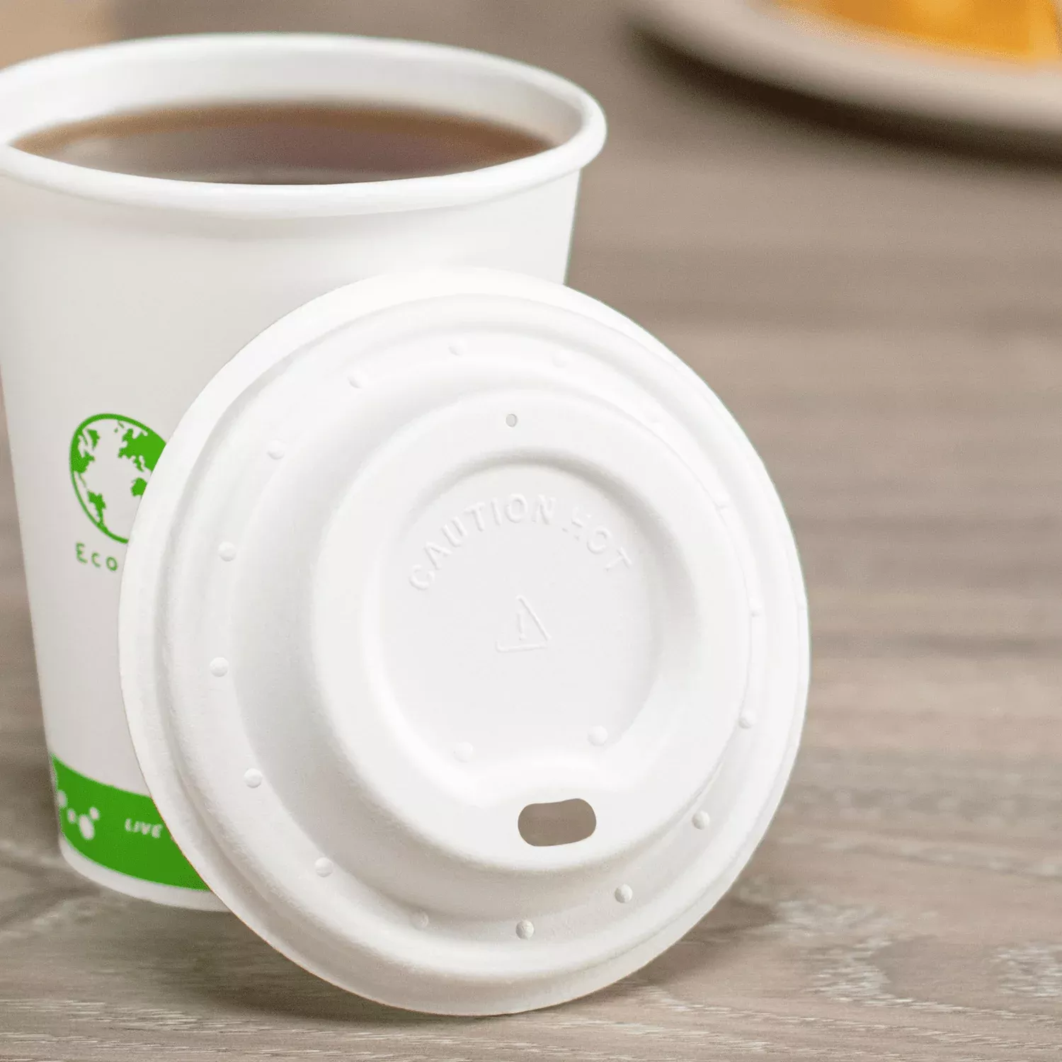 karat-earth-80mm-bagasse-sipper-dome-lid-8oz-hot-cup-white-500 Karat Earth 80mm Bagasse Sipper Dome Lid for 8oz Hot Cup, White - 500