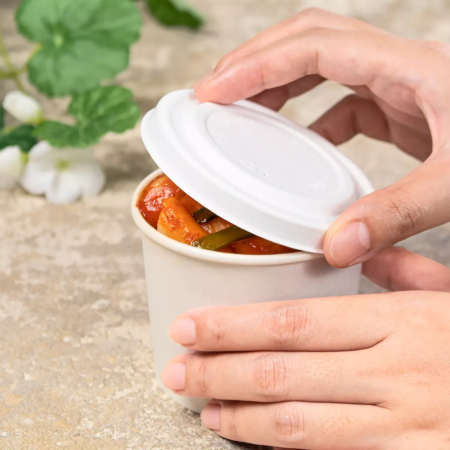 karat-earth-90-8mm-compostable-fiber-paper-flat-lid-6-10oz-paper-f Karat Earth 90.8mm Compostable Fiber Paper Flat lid for 6-10oz Paper F