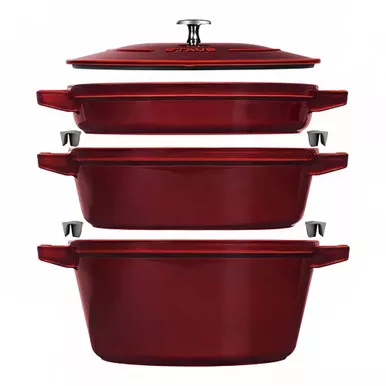 staub-4-piece-cast-iron-set-w-universal-lid-grenadine-grill-pan Staub 4-Piece Cast Iron Set w/ Universal Lid - Grenadine Grill Pan