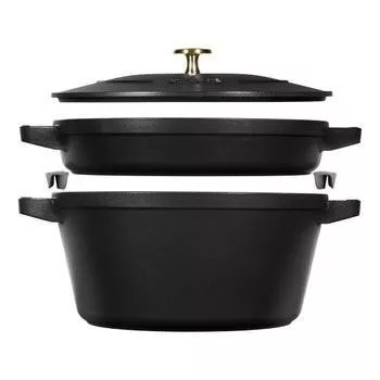 staub-stackable-cast-iron-dutch-oven-set-small-3-piece-cookware-set-with-sloped- STAUB Stackable Cast Iron Dutch Oven Set, Small - 3-Piece Cookware Set with Sloped Sides