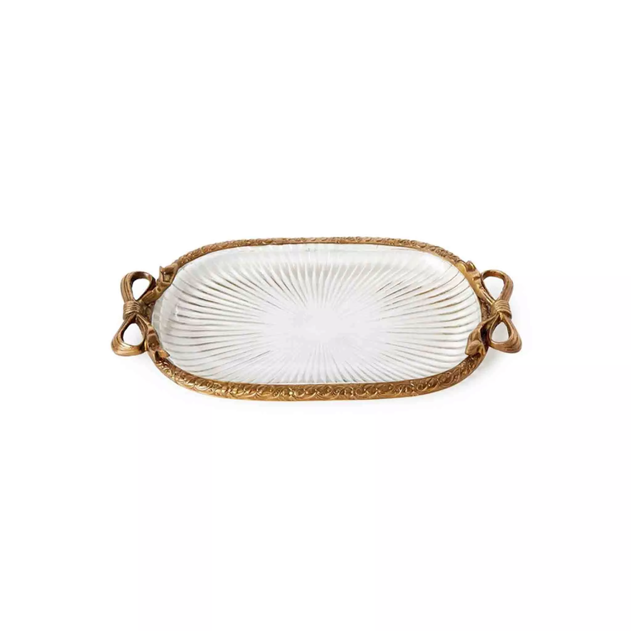 two-s-company-antique-gold-desk-tray-with-bow-accent TWO'S COMPANY ANTIQUE GOLD DESK TRAY WITH BOW ACCENT