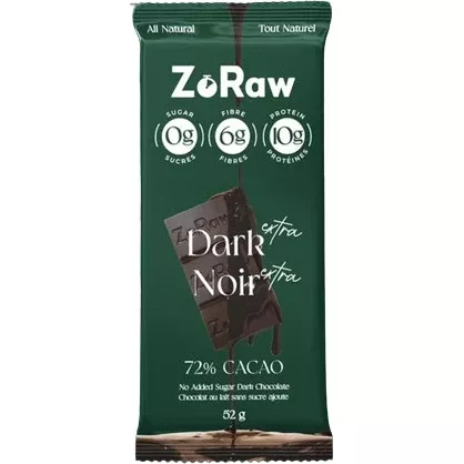zoraw-keto-chocolates-extra-dark-chocolate-bar-with-protein-52g ZoRaw Keto Chocolates - Extra Dark Chocolate Bar With Protein - 52g